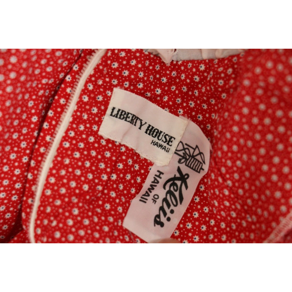 VINTAGE Keliis of Hawaii Liberty House Womens Size Small Floral Maxi Dress Red - Picture 7 of 7